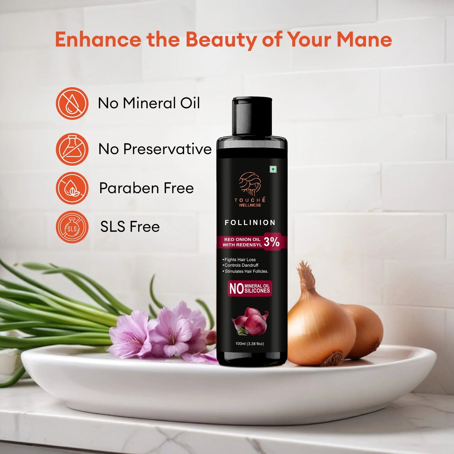 Follinion Red Onion Hair Oil With Redensyl 3% - Power of 9 Oils - For Men And Women - Helps in Preventing Hair fall & Damage, For Stronger & Dense Hair 100 ML My Store