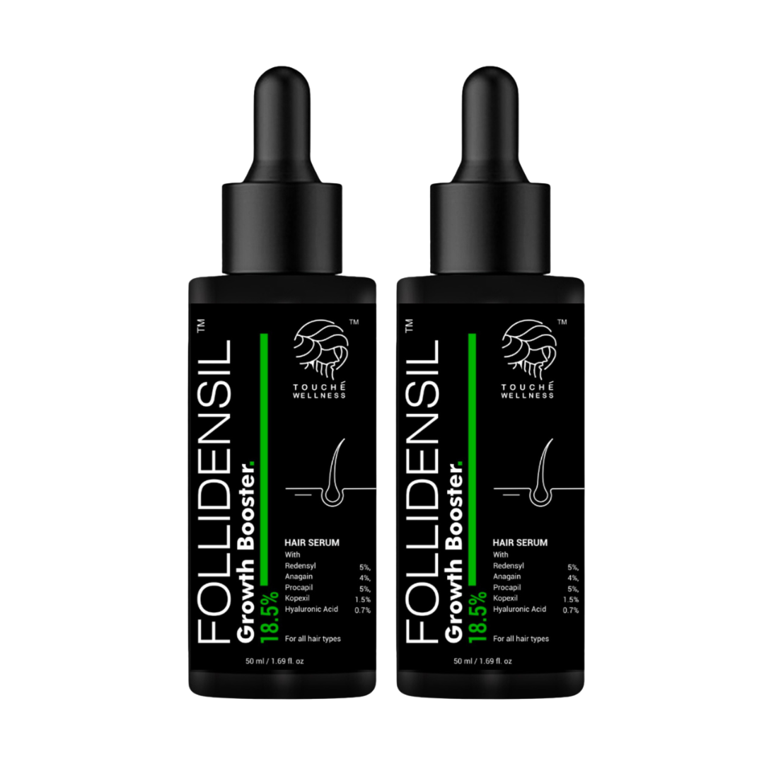 Follidensil 2-Pack Growth Booster Hair Serum (5% Redensyl, 5% Procapil, 4% Anagain, 1.5% Kopexil) for Hair Growth & Fall Control