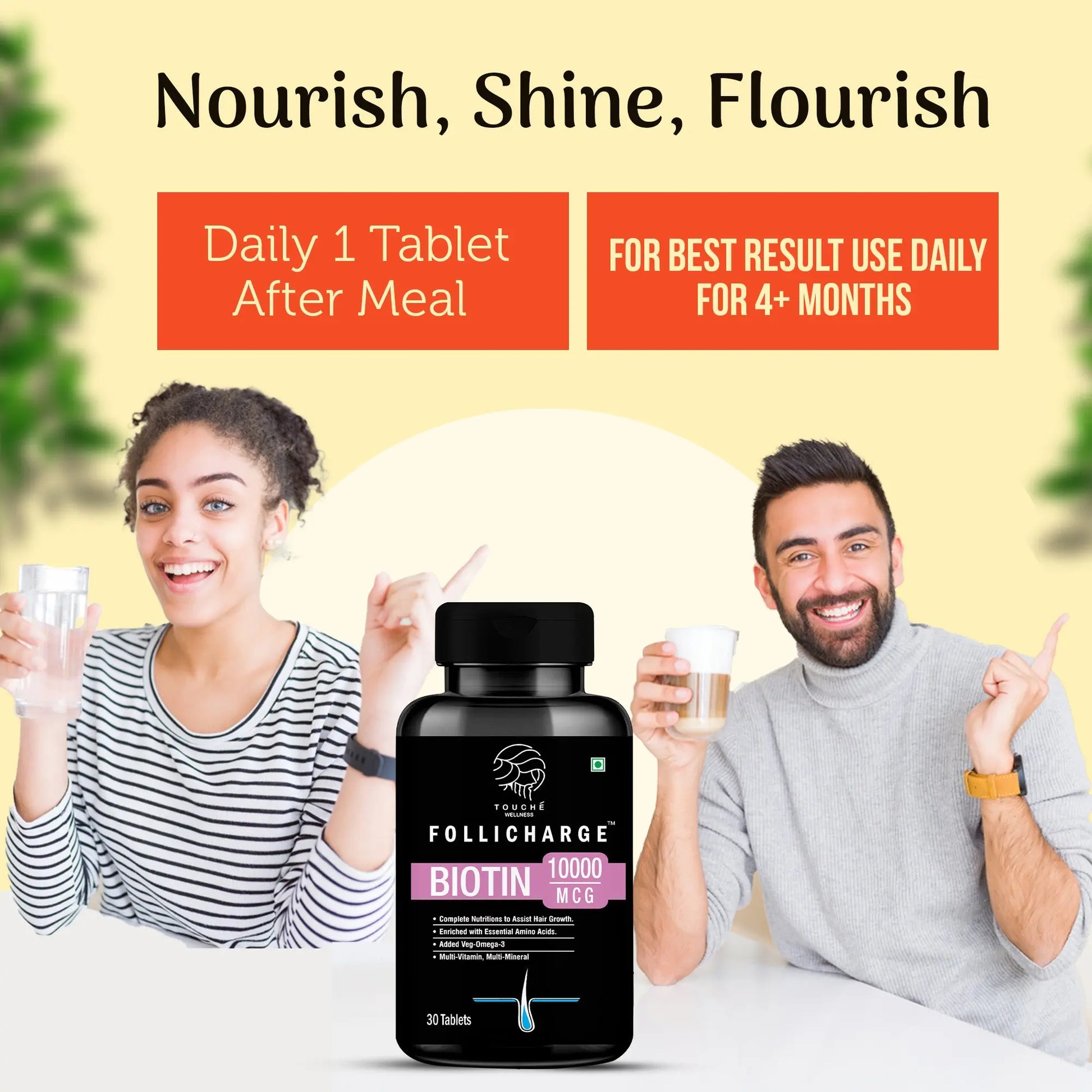 Follicharge Tablets for Hair & Skin - Premium Formula with Biotin 10000 mcg with 18 Amino Acids, Mutli Minerals & Multivitamins for Men And Women 30 Tablets Bottle My Store