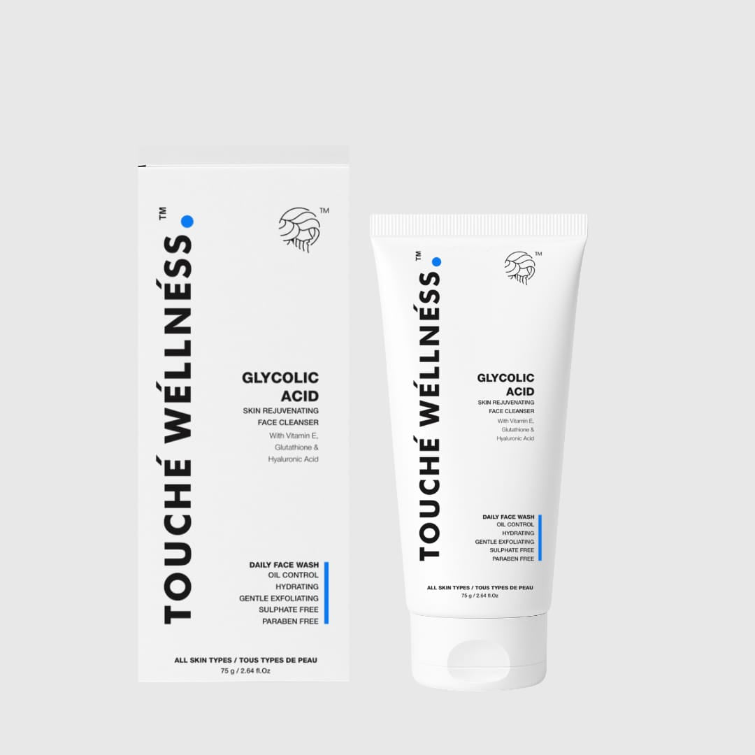Touche Wellness Glycolic Acid Face Wash with Vitamin E, Glutathione & Hyaluronic Acid  – 75g