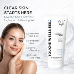 Touche Wellness Glycolic Acid Face Wash with Vitamin E, Glutathione & Hyaluronic Acid  – 75g