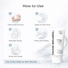 Touche Wellness Glycolic Acid Face Wash with Vitamin E, Glutathione & Hyaluronic Acid  – 75g