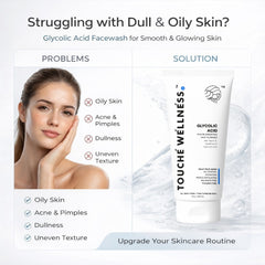 Touche Wellness Glycolic Acid Face Wash with Vitamin E, Glutathione & Hyaluronic Acid  – 75g