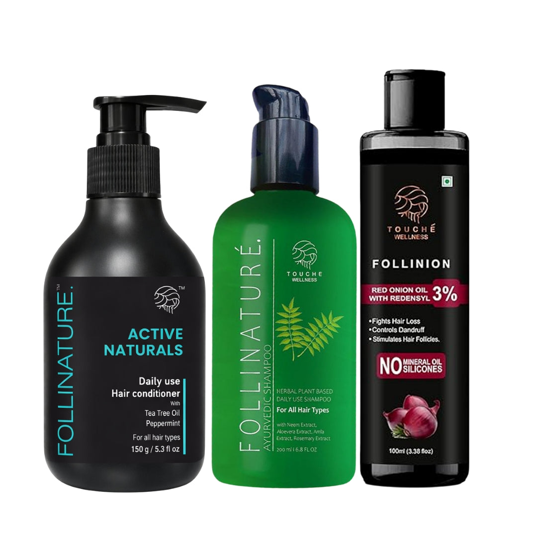Follinature Shampoo + Follinature Conditioner + Follinion Hair Oil Combo Pack ( 3 in 1)